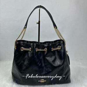 Coach Evelyn Shoulder Bag With Quilting Leather/Gold/Black CDR00 NWT